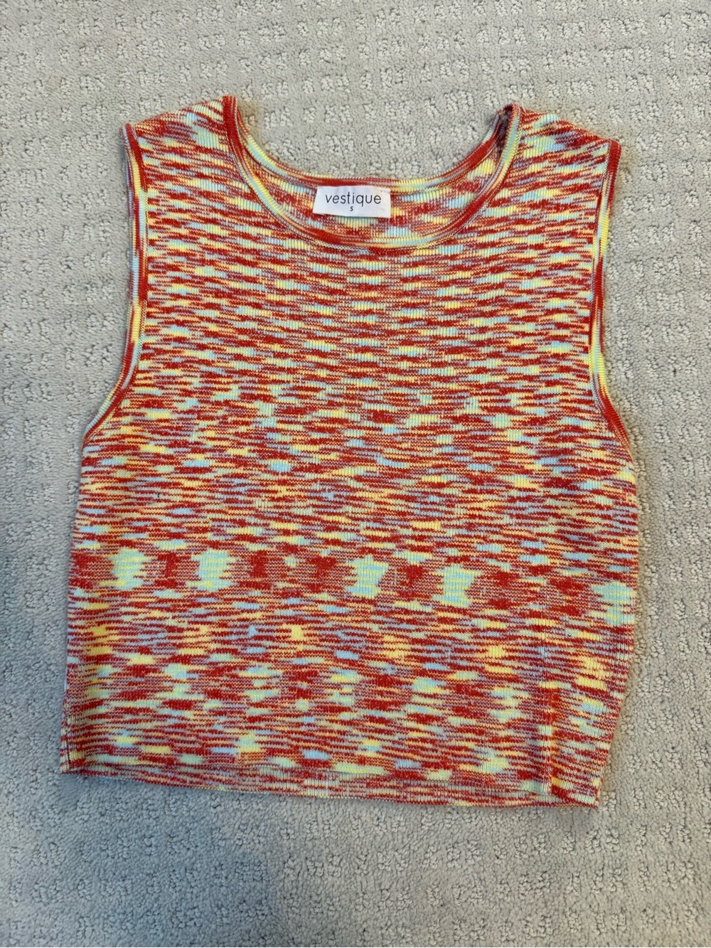vestique Multicolor Knit Tank Top - Red, Yellow & Blue